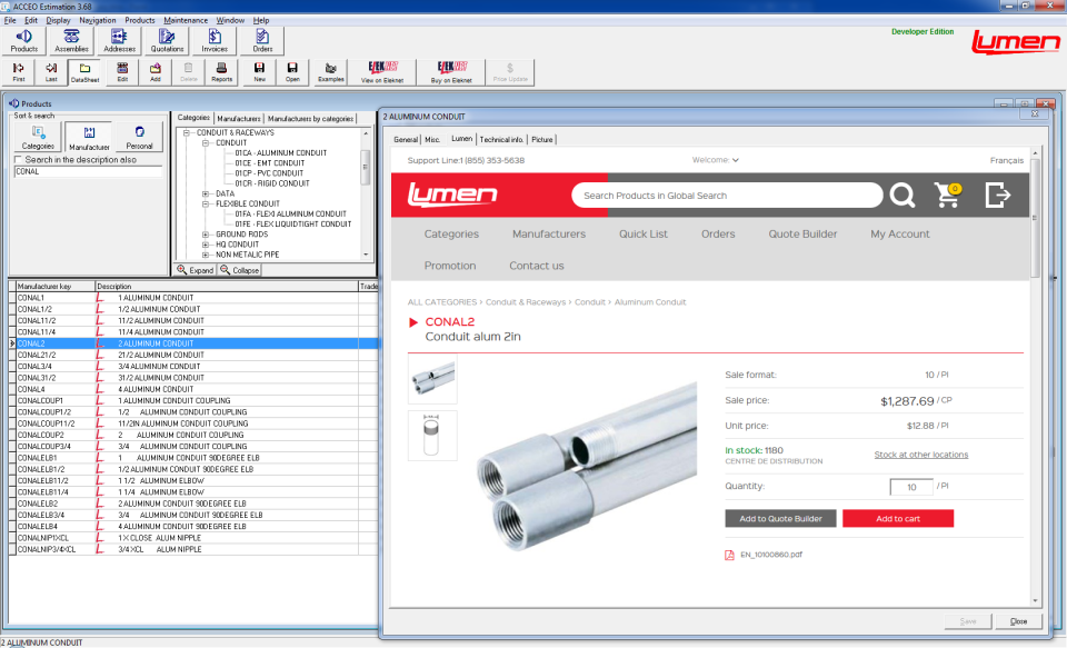 screenshot of ACCEO Estimation